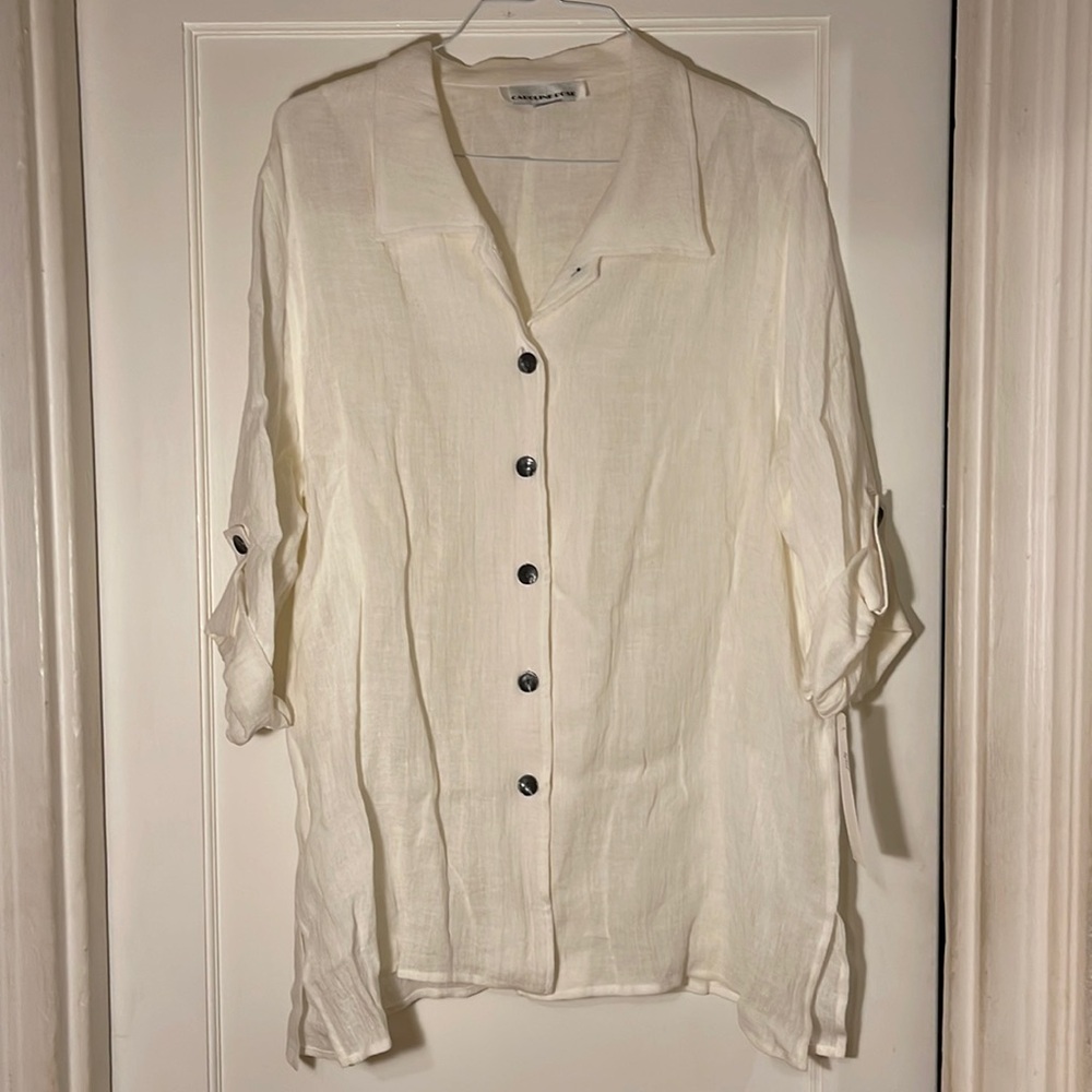 NWT Caroline Rose button down linen tunic - size 1X